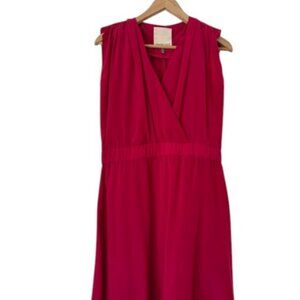 Amour Vert red/pink sleeveless wrap silk dress size XS